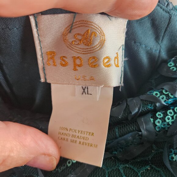 Teal sequin strapless peplum evening gown - size 12 - Picture 7 of 7